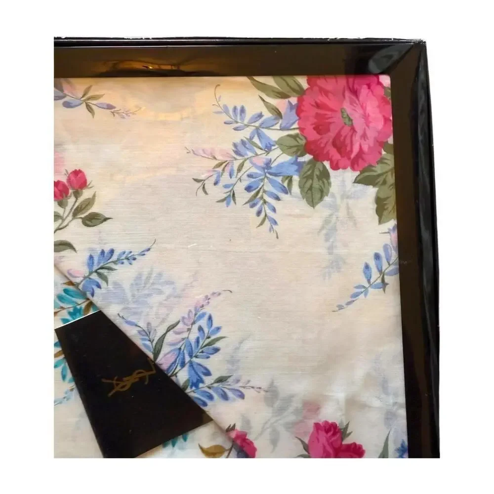 New Yves Saint Laurent Gift Box with Two Floral Women's Scarves